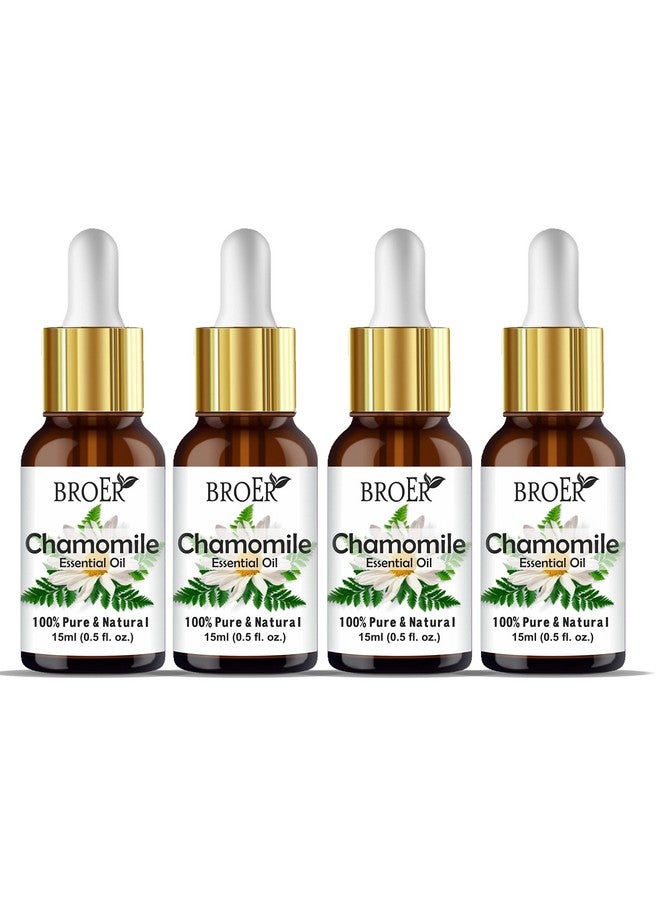 BROER Naturals Chamomile Essential Oil | Pure, Undiluted & Refreshing | Reduces Blemishes | Evens Skin Tone | for Skin Care, Hair Care & Aromatherapy | Cruelty Free & Vegan - (pack of 4) 60ml - Image 1