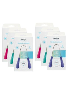 drTung's DrTung’s Stainless Steel Metal Tongue Scraper - Tongue Cleaner for Adults, Kids, Helps Freshen Breath, Easy to Use Comfort Grip Handle, Comes with Fabric Travel Pouch - 6 Pack  - Image 1