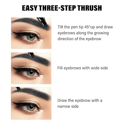 Luxenwell Eyebrow Contouring Pen, Waterproof Microblading Eyebrow Pencil with 4-Prong Micro-Fork-Tip Applicator, Liquid Eyebrow Pencils for women Creates Natural Looking Brows Effortlessly (Black & Brown) - Image 2