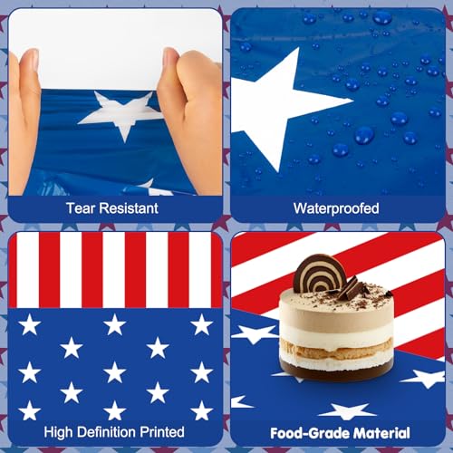 Litmitfu 2 Pack 4th of July Tablecloth - Patriotic American Flag Table Cloth, Plastic Disposable Rectangle USA Star Stripe Table Cover for Memorial day, Fourth of July Independence Day Decorations, 54" x 108" - Image 5