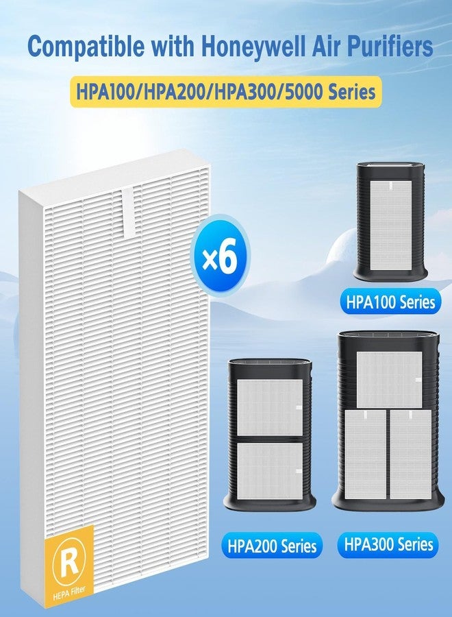 LINNIW فلتر HEPA بديل HPA300 متوافق مع أجهزة تنقية الهواء من سلسلة Honeywell HPA100 وHPA200 وHPA300 و5000، عبوة من 6 فلاتر هواء، أرقام القطع: HRF-R3 وHRF-R2 وHRF-R1 - Image 2