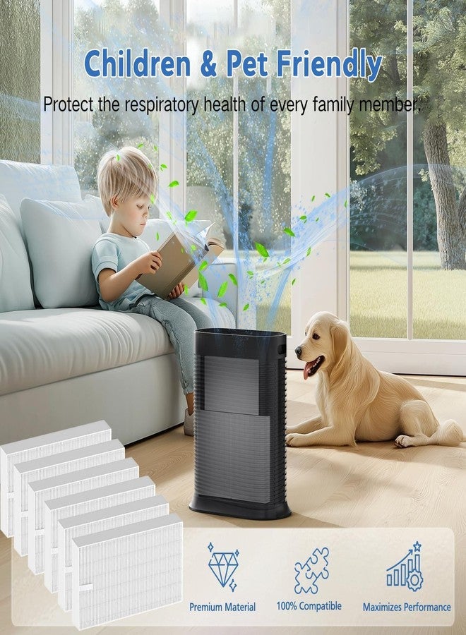 LINNIW فلتر HEPA بديل HPA300 متوافق مع أجهزة تنقية الهواء من سلسلة Honeywell HPA100 وHPA200 وHPA300 و5000، عبوة من 6 فلاتر هواء، أرقام القطع: HRF-R3 وHRF-R2 وHRF-R1 - Image 3