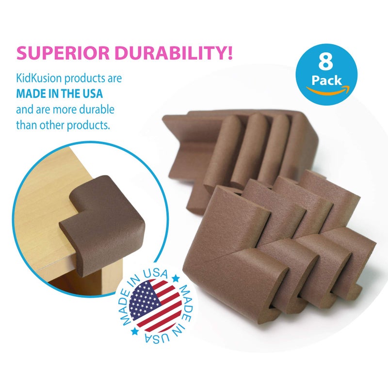 KidKusion Corner Cushion | Made in USA | Brown | 8 Pack | Furniture and Corner Protector - Image 3