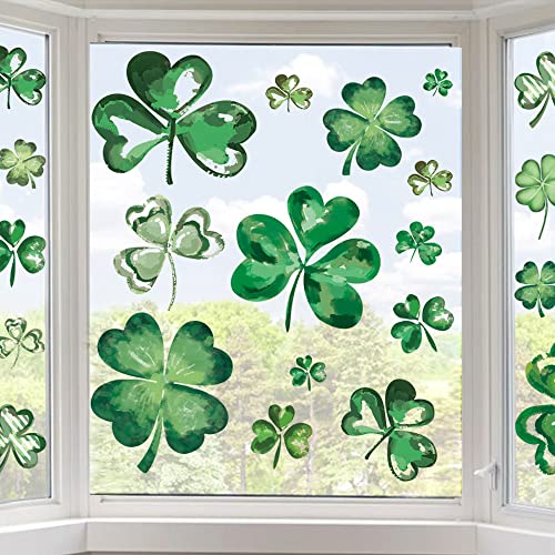 Ivenf St Patricks Day Decorations Window Clings Decor, Extra Large Shamrock Window Stickers, Irish Saint Patricks Day Decorations for Kids Home School Office Spring Party Supplies Gifts, 6 Sheets - Image 1