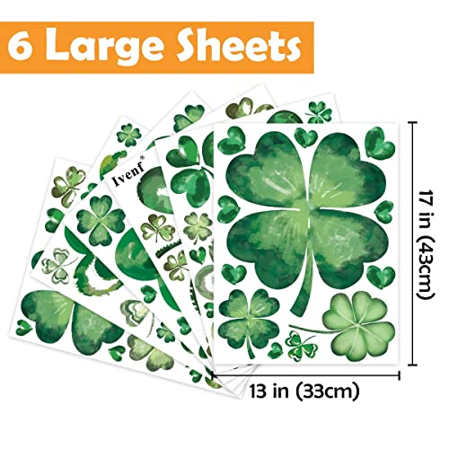Ivenf St Patricks Day Decorations Window Clings Decor, Extra Large Shamrock Window Stickers, Irish Saint Patricks Day Decorations for Kids Home School Office Spring Party Supplies Gifts, 6 Sheets - Image 2
