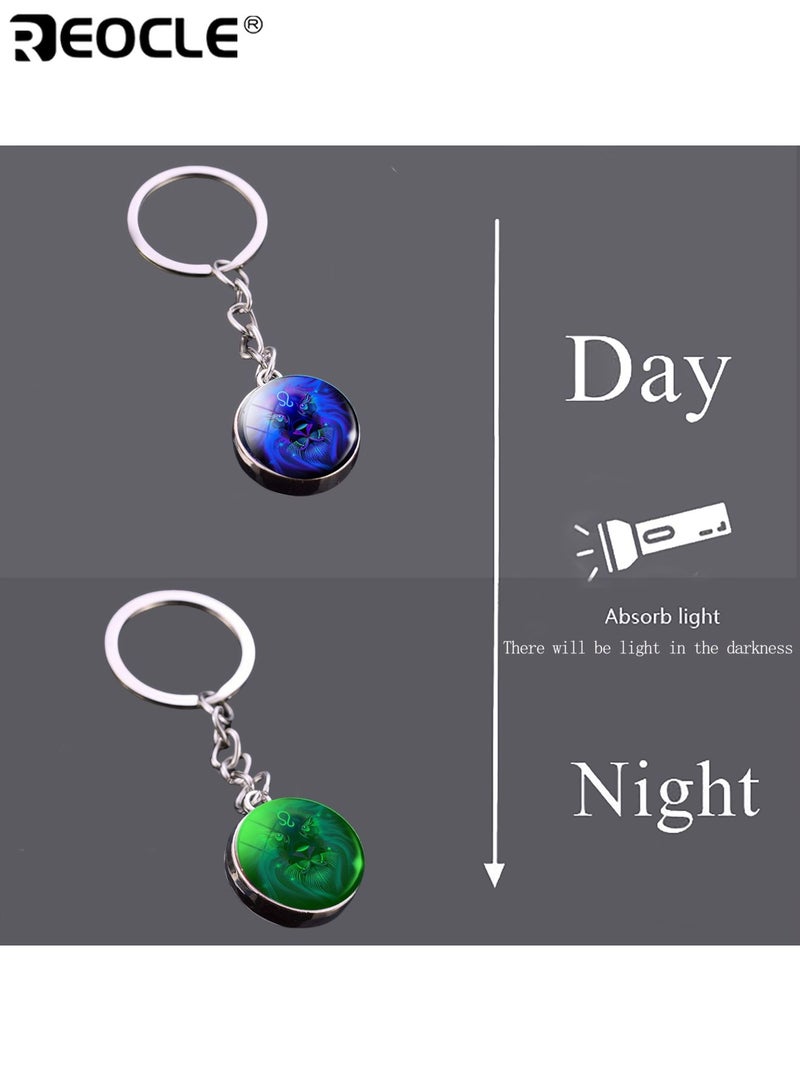REOCLE Cancer Double-sided Convex Round Glass Ball Key Chain Outdoor Key Holder Glow-in-the-Dark Car Key Ring Pendant for Bags and Backpacks - Image 3