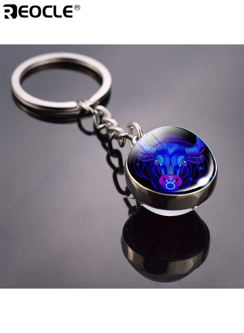 REOCLE Cancer Double-sided Convex Round Glass Ball Key Chain Outdoor Key Holder Glow-in-the-Dark Car Key Ring Pendant for Bags and Backpacks - Image 5