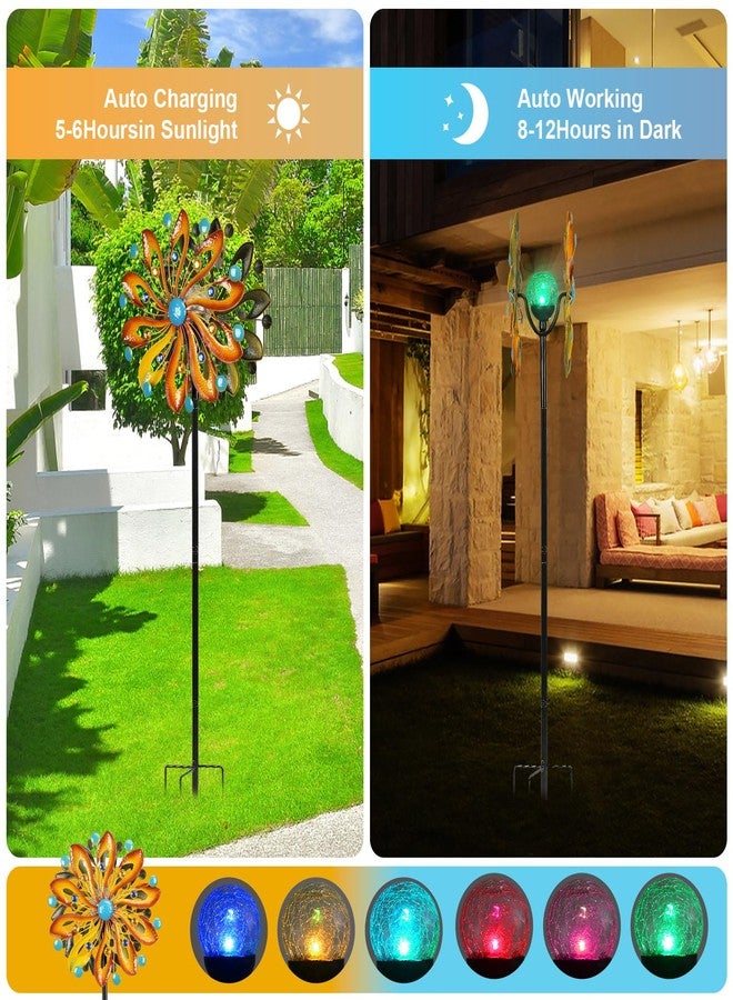 MLKNK Wind Spinners for Yard and Garden-Wind Sculptures & Spinners 75 in Garden Kinetic Art with Solar Powered Multi-Color Glass Ball Light for Yard Garden Backyard Lawn Decorations - Image 2