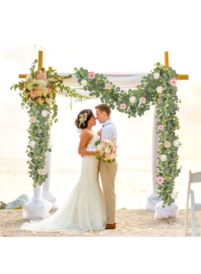 كوفوز 2 حزم أوراق الأوكاليبتوس الاصطناعية ، غرينري جرلاند فوكس أوكاليبتوس جرلاند مصنع ، غرينري كروم الجدول الجاري للزفاف قوس ديكور المعطف الحزب المنزلي - Image 5