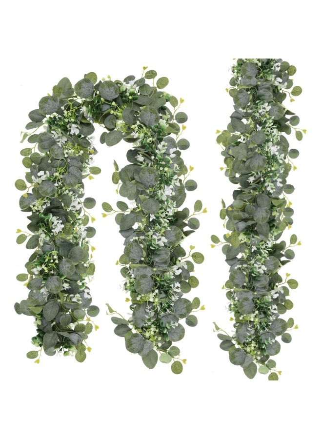 كوفوز 2 حزم أوراق الأوكاليبتوس الاصطناعية ، غرينري جرلاند فوكس أوكاليبتوس جرلاند مصنع ، غرينري كروم الجدول الجاري للزفاف قوس ديكور المعطف الحزب المنزلي - Image 1