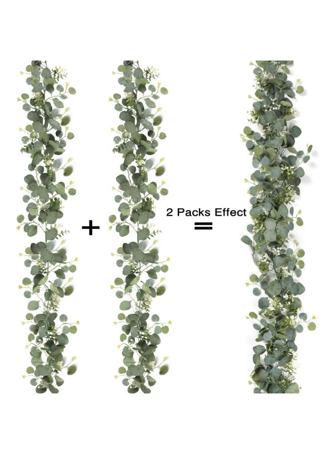 كوفوز 2 حزم أوراق الأوكاليبتوس الاصطناعية ، غرينري جرلاند فوكس أوكاليبتوس جرلاند مصنع ، غرينري كروم الجدول الجاري للزفاف قوس ديكور المعطف الحزب المنزلي - Image 4