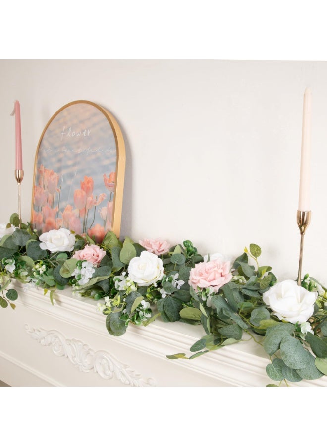 كوفوز 2 حزم أوراق الأوكاليبتوس الاصطناعية ، غرينري جرلاند فوكس أوكاليبتوس جرلاند مصنع ، غرينري كروم الجدول الجاري للزفاف قوس ديكور المعطف الحزب المنزلي - Image 3