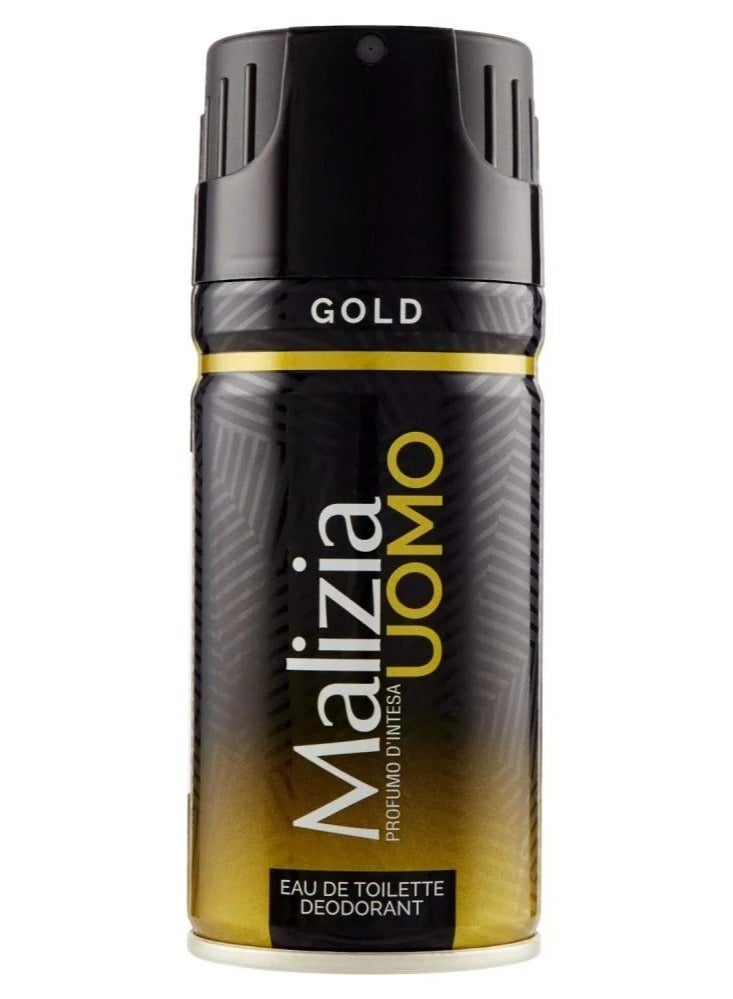 Malizia Two Pieces Of Uomo Gold Eau De Toilette Deodorant For Men 150x2 ml - Image 2