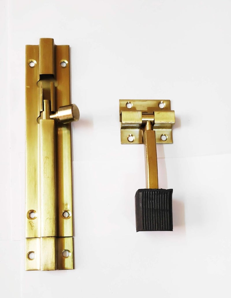 SNE Premium Brass Handle Door Kit Door Fittings Kit with Stopper and Aldrop 4 - Image 5