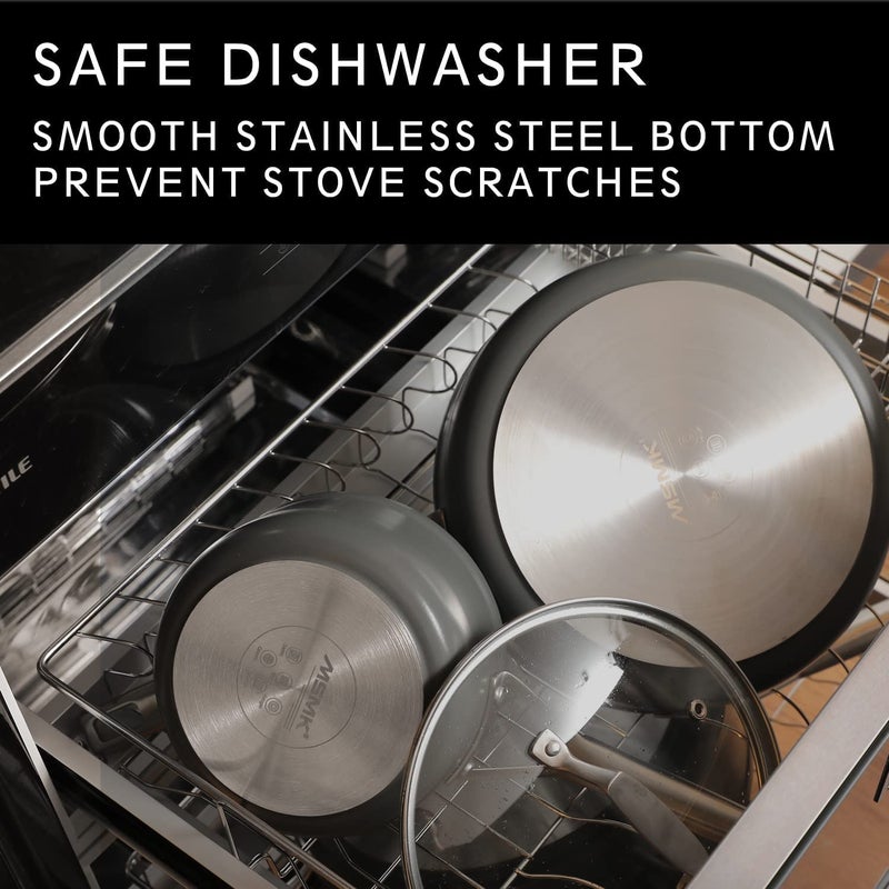 MsMk 8 inch Small Frying Pan with Lid, Burnt also Non stick Omelette pan, PFOA Free Non-Toxic, Scratch-resistant, for gas, electric and induction - Image 5