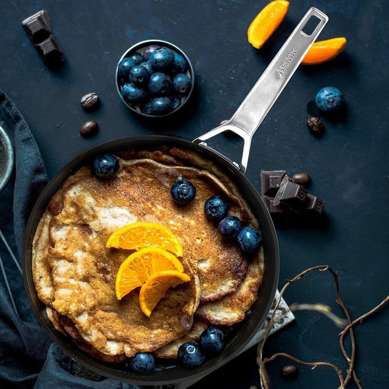 MsMk 8 inch Small Frying Pan with Lid, Burnt also Non stick Omelette pan, PFOA Free Non-Toxic, Scratch-resistant, for gas, electric and induction - Image 3