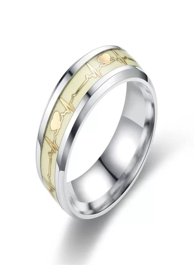 VIEN TRENDING Dark Luminous ECG Ring Stainless Steel Ring Promise Heartbeat Ring Glowing Jewelry for Men Women - Image 1