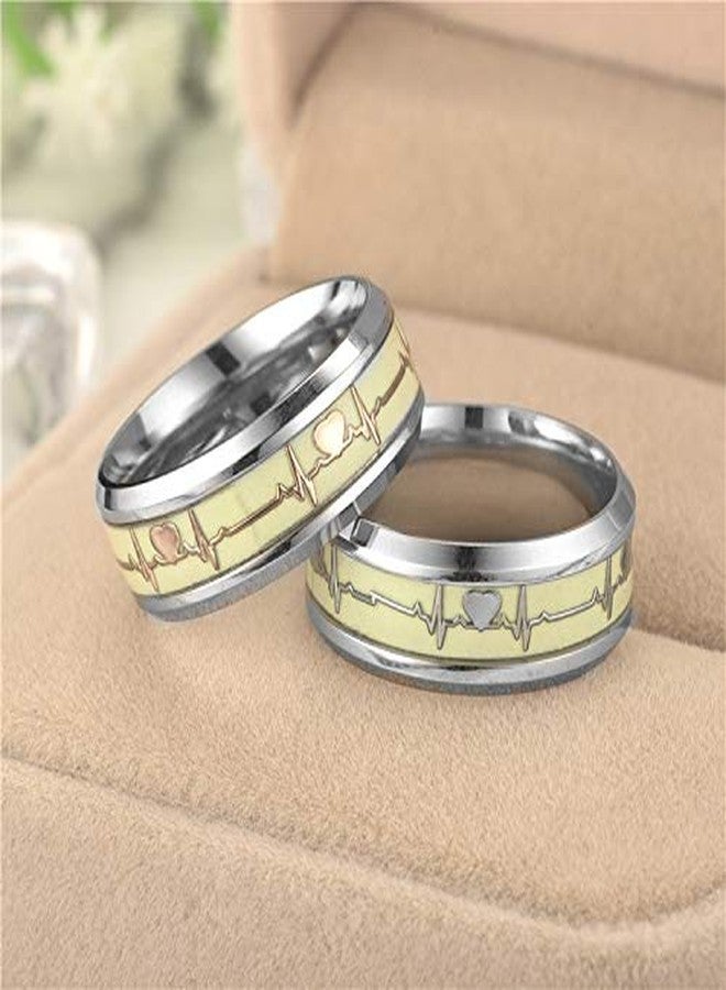 VIEN TRENDING Dark Luminous ECG Ring Stainless Steel Ring Promise Heartbeat Ring Glowing Jewelry for Men Women - Image 4