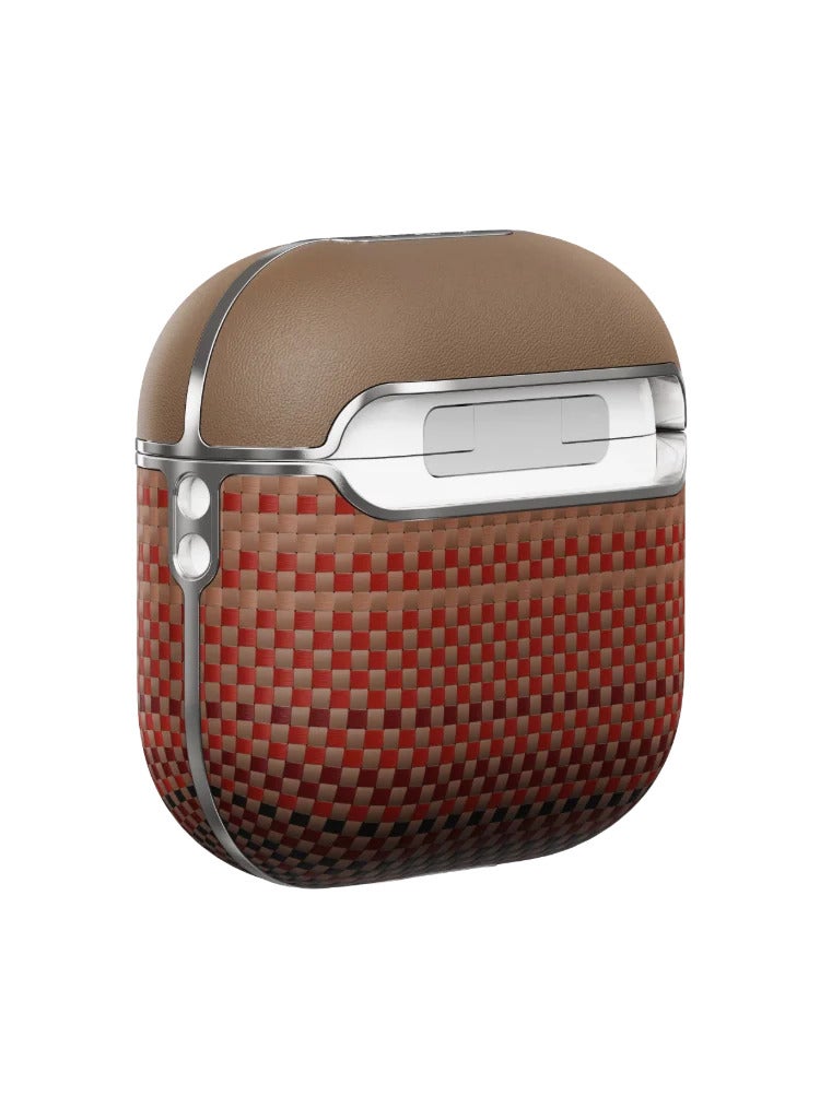 PITAKA Aramid Fiber Magnetic Case For AirPods 4 / Dual-Touch Elegance / Tough Outside / MagSafe compatible / Lightweight - Sunset - Image 3