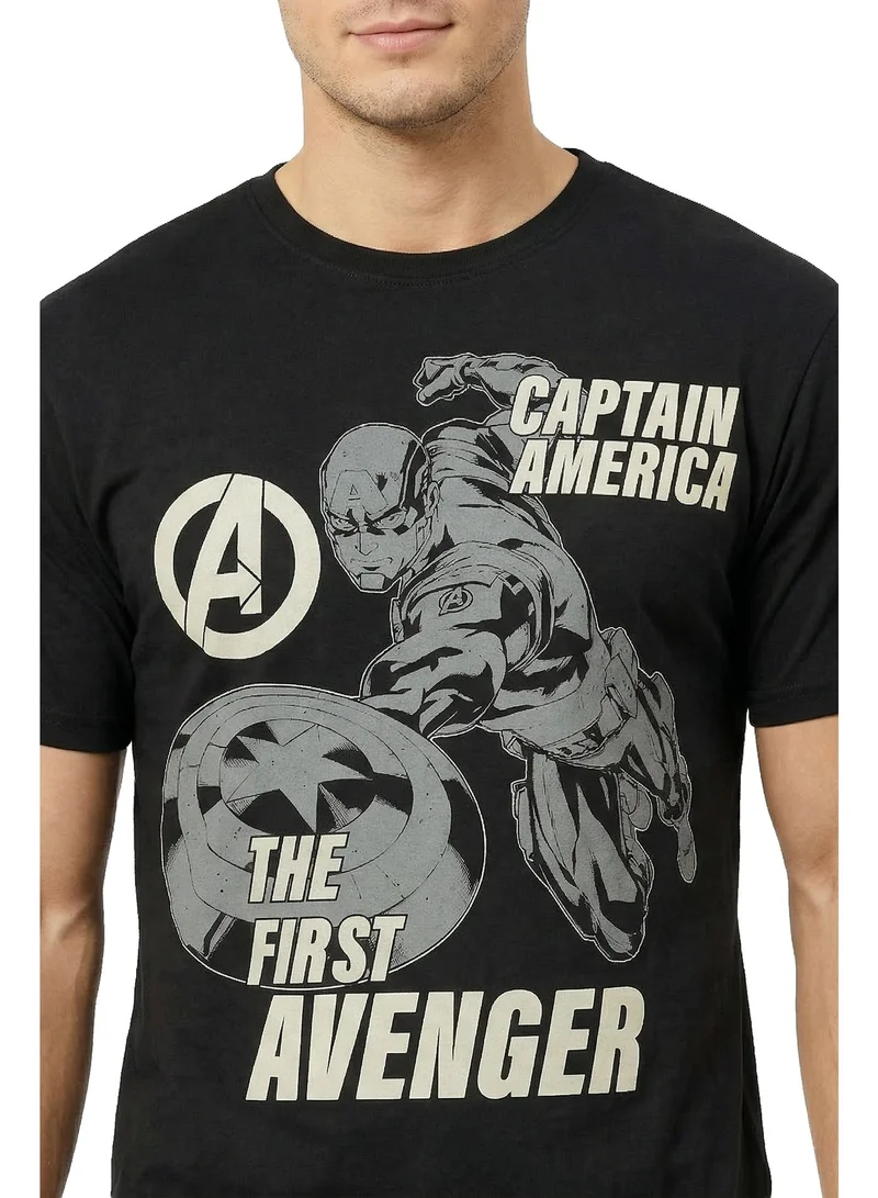MARVEL  Men’s Captain America “First Avenger” Graphic T-Shirt – Black for Men | Best Price UAE