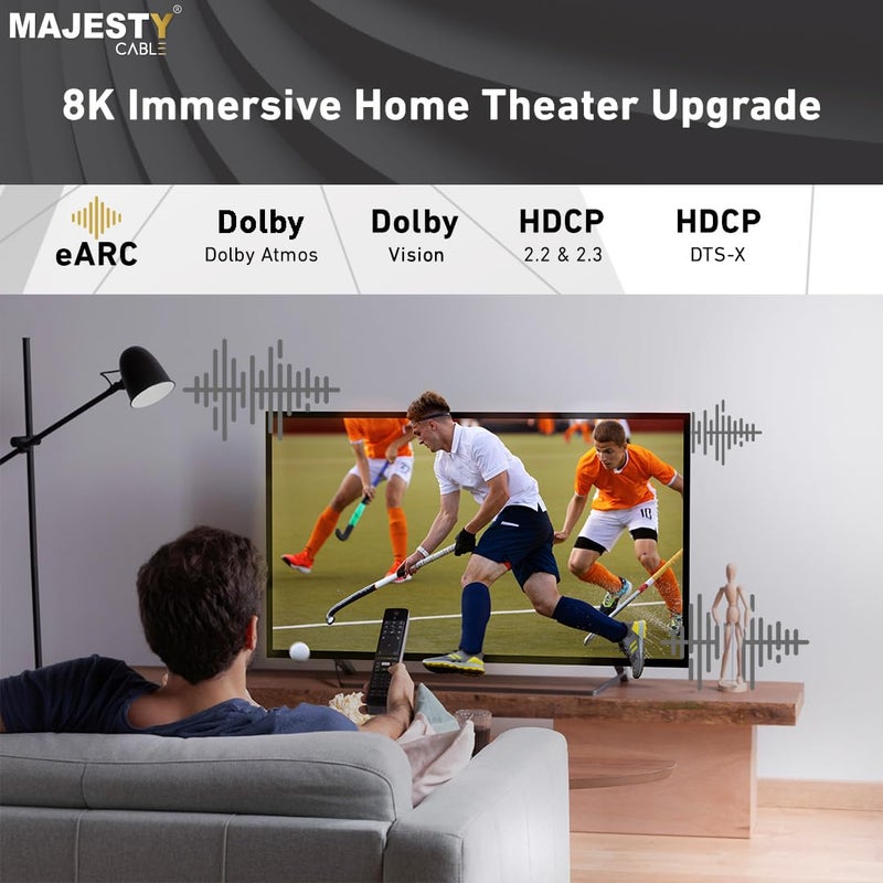 8K Ultra High Speed HDMI Cable - 48Gbps HDMI 2.1, Supports 8K@60Hz, 4K@120Hz, 2K@144Hz, Full HD@240Hz - Image 3