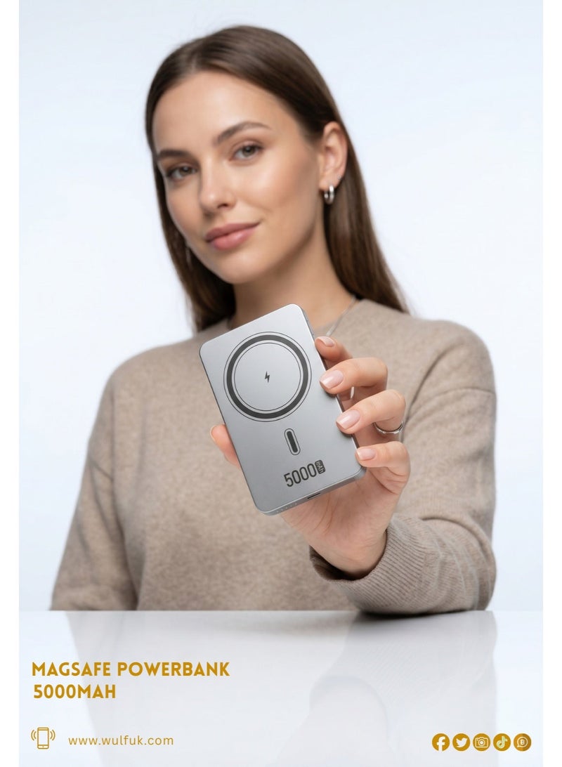 WULF Essentials W024 Ultra-Slim MagSafe Power Bank – 15W Wireless, 20W Fast Charging, 8mm Aluminium Alloy - Image 2