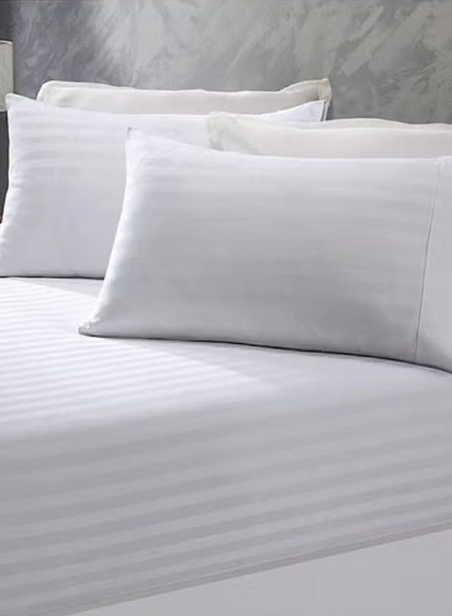 ZEESQUARE 3 PCS White Stripe Flat Bed Sheet Set – Premium Soft Microfiber Bedding Set with 1 Flat Bed Sheet & 2 Pillow Covers | Hotel Collection Wrinkle Resistant Bedding for Home, Hotel & Guest Room - Image 5