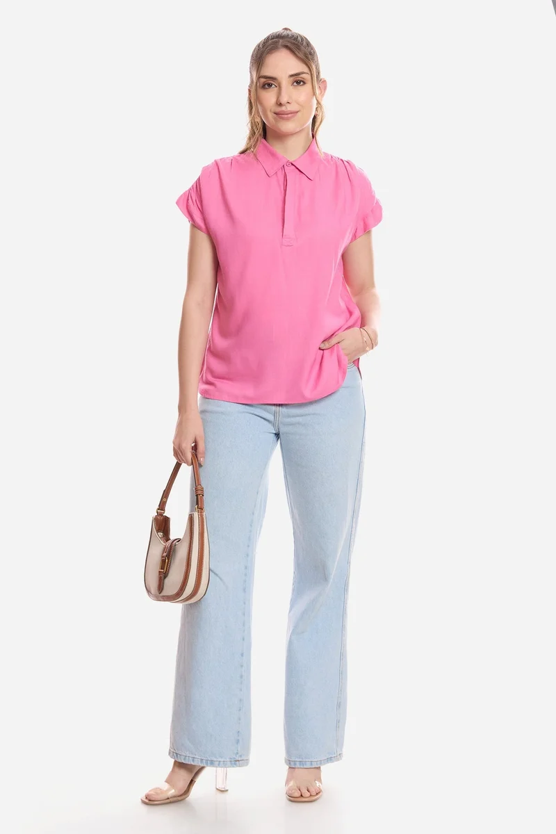 فيرجيو Solid Viscose Pull-On Shirt for Women