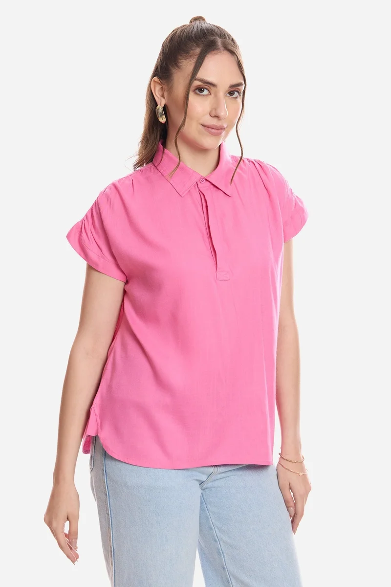 فيرجيو Solid Viscose Pull-On Shirt for Women