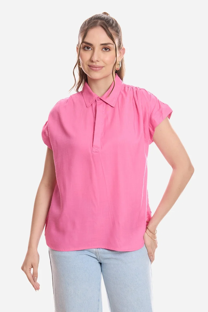 فيرجيو Solid Viscose Pull-On Shirt for Women