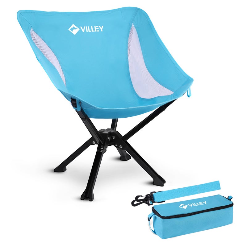 VILLEY Portable Folding Chair Lightweight Camping Chair No Assembly Needed, Quick Setup for Beach, Hiking, Supports 330 LBS, Blue - Image 1