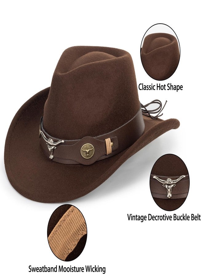 CXQRR Kids Cowboy Hat for Boys Girls Western Felt Fedora Hat for 3-6 Years - Image 2