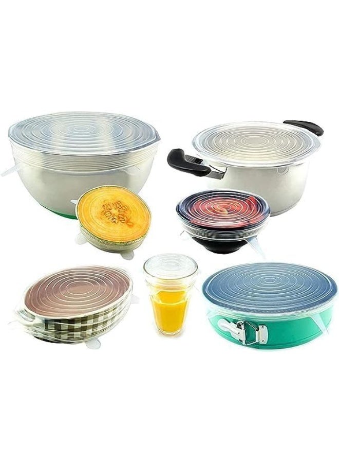 CAZADORA Silicone Stretch Lid Covers – Reusable & Eco-Friendly Food Storage Solution (Set of 6) | Flexible Silicone Lids for Bowls, Jars, Containers & More | Airtight & Leak-Proof | Premium BPA-Free Material | Microwave, Dishwasher & Freezer Safe | Transparent Universal Stretchable Food Saver Covers | Durable, Easy to Clean, Heat Resistant, Odor-Free | Ideal for Kitchen Organization & Plastic Wrap Replacement | Sustainable Reusable Silicone Food Covers | Safe for Hot & Cold Foods | Smart Elastic Fit for Round, Square & Irregular Containers - Image 2