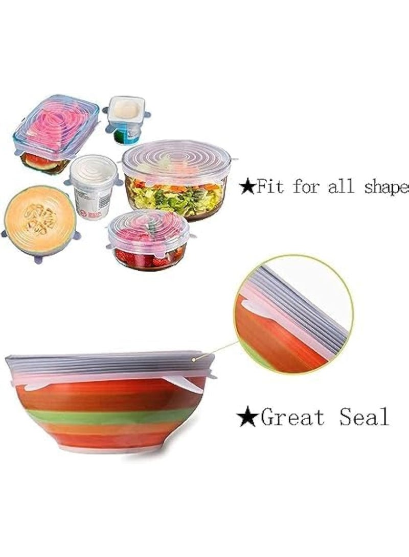CAZADORA Silicone Stretch Lid Covers – Reusable & Eco-Friendly Food Storage Solution (Set of 6) | Flexible Silicone Lids for Bowls, Jars, Containers & More | Airtight & Leak-Proof | Premium BPA-Free Material | Microwave, Dishwasher & Freezer Safe | Transparent Universal Stretchable Food Saver Covers | Durable, Easy to Clean, Heat Resistant, Odor-Free | Ideal for Kitchen Organization & Plastic Wrap Replacement | Sustainable Reusable Silicone Food Covers | Safe for Hot & Cold Foods | Smart Elastic Fit for Round, Square & Irregular Containers - Image 4