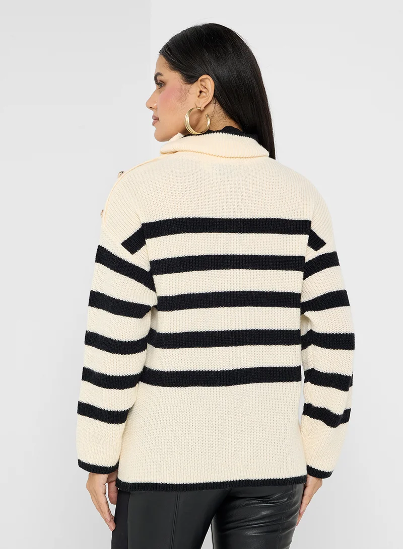 ELLA Striped Crew Neck Sweater