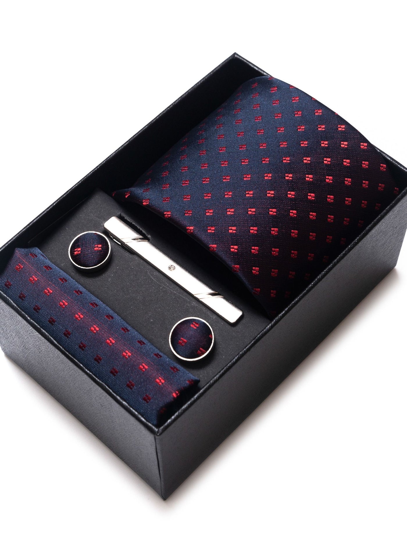 Fashionable Checkered Patterned Necktie Suit Gift Box Set