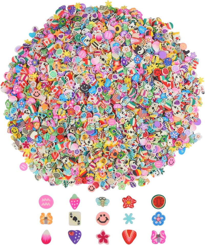 CCINEE Nail Art Slices,3D Assorted Fimo Slices Fruit Animal Flower Polymer Clay Slices for Slime Craft,4500PCS,1/5 Inche - Image 1