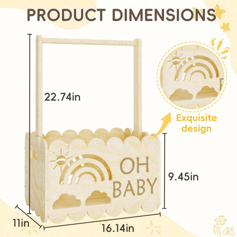 BPMFDTNL Wooden Baby Shower Crate Closet, Wooden Baby Shower Crate Closet, Boys and Girls for Baby shower wooden basket Gifts, Welcome Baby Gifts, Suitable for Pregnancy Glfts for New Parent - Image 2