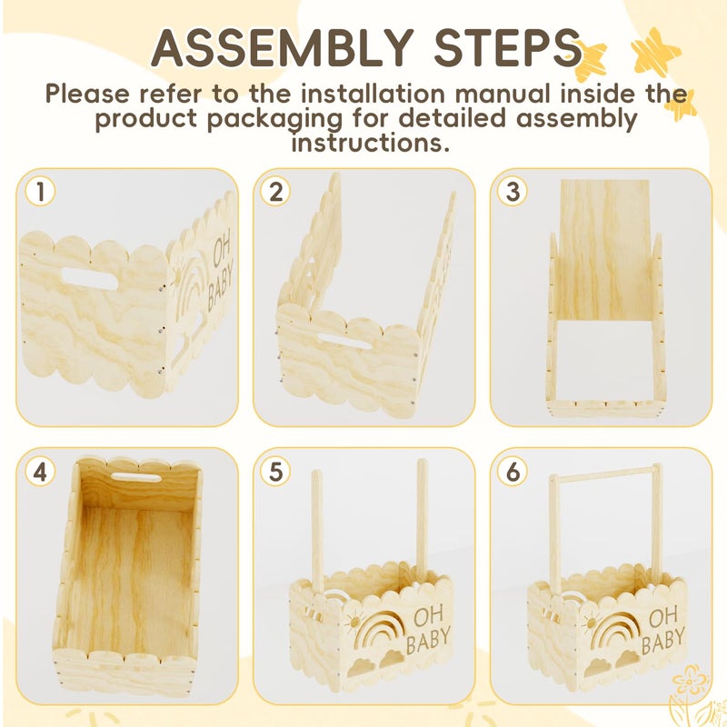 BPMFDTNL Wooden Baby Shower Crate Closet, Wooden Baby Shower Crate Closet, Boys and Girls for Baby shower wooden basket Gifts, Welcome Baby Gifts, Suitable for Pregnancy Glfts for New Parent - Image 4