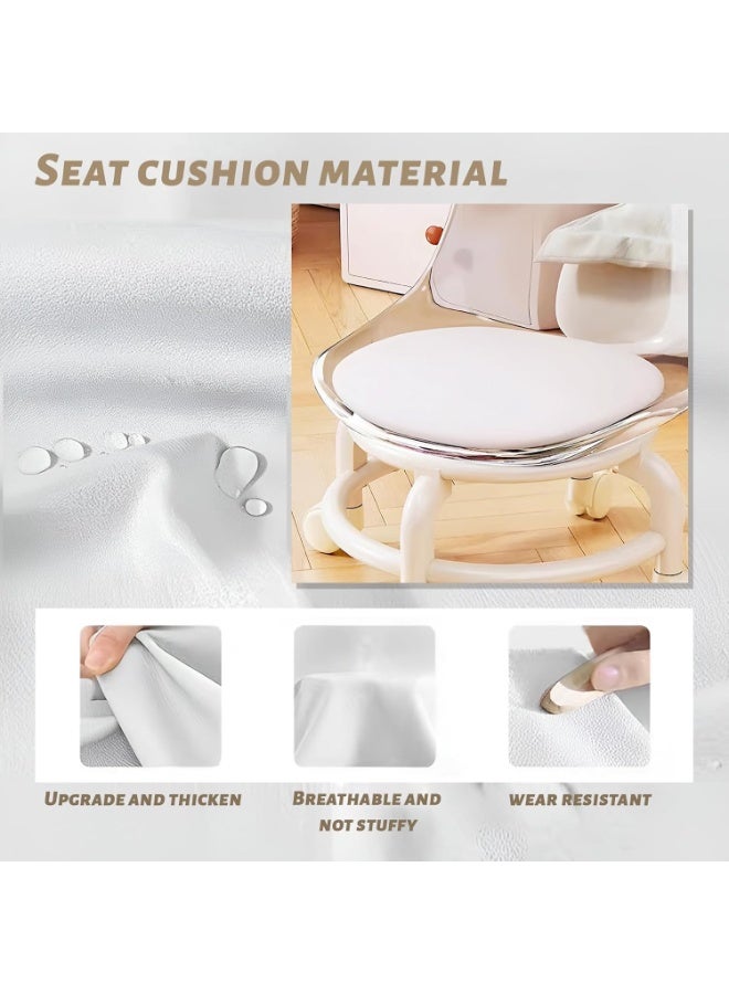 Generic Low Rolling Stool with Back Support, Acrylic Chair with Wheels and Cushion for Home Cleaning, Rotating Rolling Swivel Chairs, Shoe Stool for Home Office - Image 4
