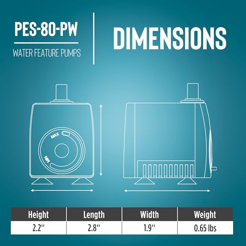 Little Giant PES-80-PW 115-Volt, 77 GPH Magnetic Drive Fountain Pump with 6-Ft. Cord, Black, 566714 - Image 2