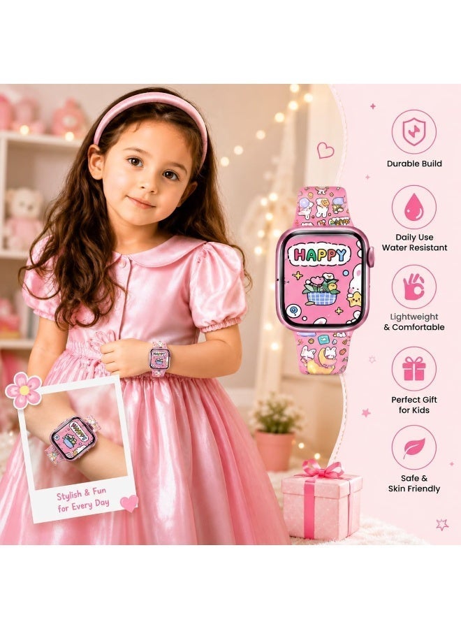 Hope Mini Smart Watch for Girls & Kids, AMOLED Touchscreen, Bluetooth, Pink with 3 Straps - Image 3