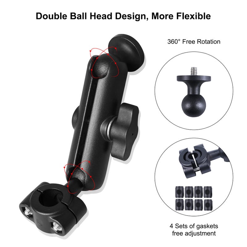 AUGREX 360° Dash Cam Mount for Gopro Hero 9 8 7 6 5 4 Session, Motorcycle UTV ATV Rearview Mirror Stand, Sports Camera Bracket, Bicycle Action Camera Clamp Holder for SJCAM Canon DSLR Action Camera - Image 4