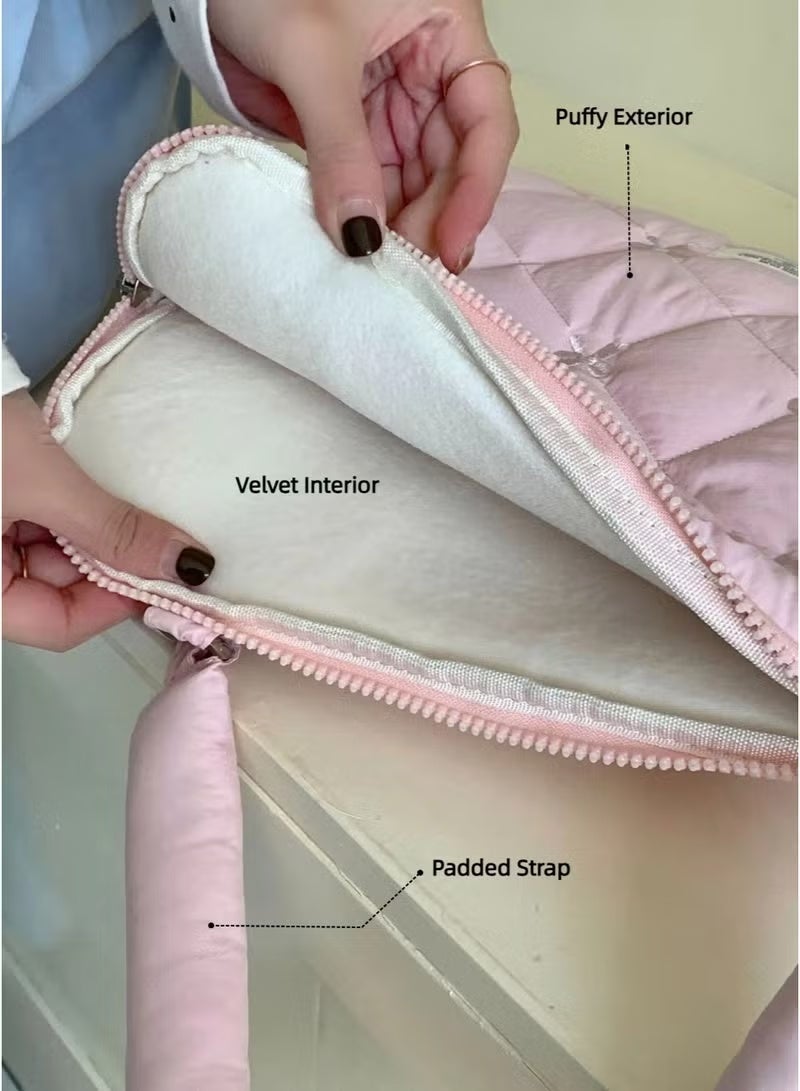 HPRT Puffy Laptop Sleeve 13-15.6 Inch, Quilted Laptop Case with Embroidery Bow, Water Resistant Computer Bag for Women, Protective Carrying Case for MacBook Pro/Air, HP, Dell (Pink) - Image 4