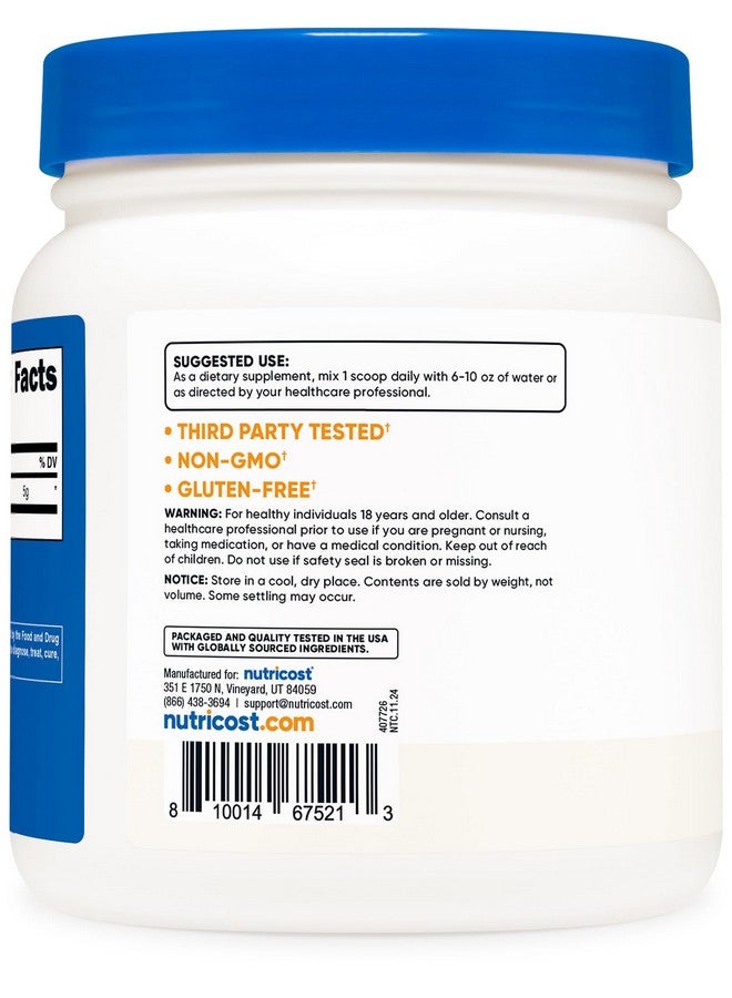 Nutricost Nutricost L-Glutamine Powder (500 Grams) Unflavored - Gluten Free & Non-GMO, 100 Servings  - Image 4