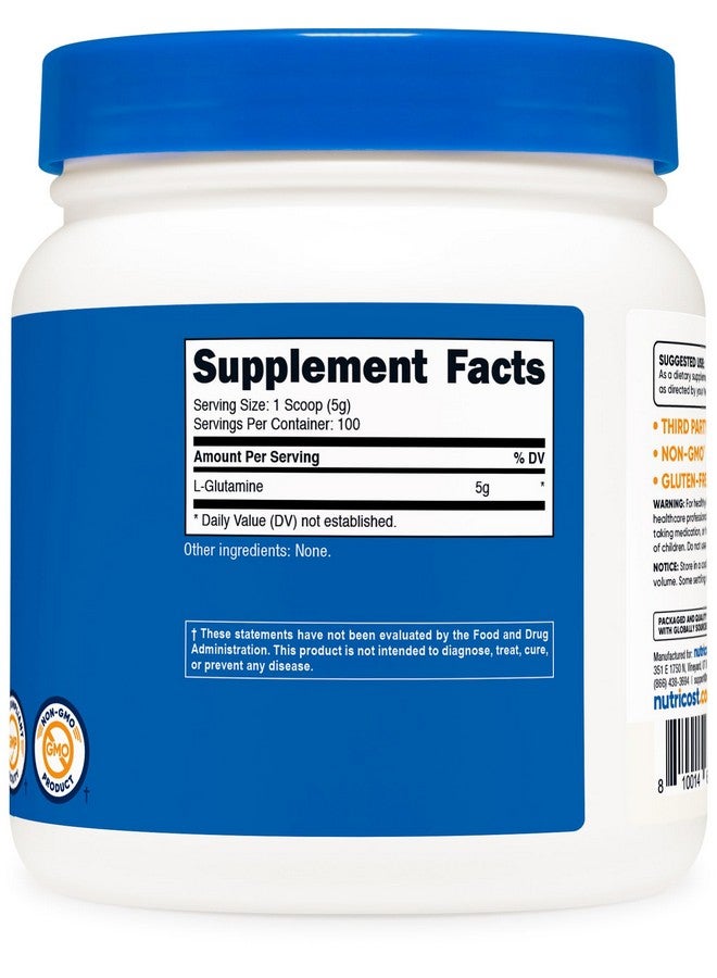 Nutricost Nutricost L-Glutamine Powder (500 Grams) Unflavored - Gluten Free & Non-GMO, 100 Servings  - Image 5