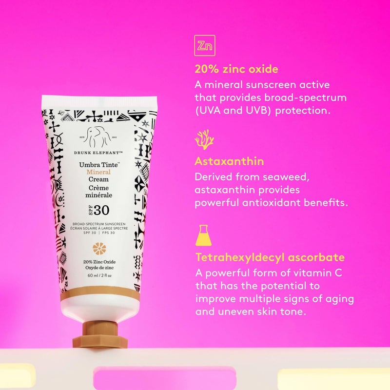 Drunk Elephant Umbra Tinte Mineral Cream (SPF 30) - 60 ml/2 fl oz - Mineral Sunscreen - Clean Clinical Skincare - Cruelty-Free - Dermatologist-Tested - Free of Essential Oils, Silicones, and Fragrance - Image 4
