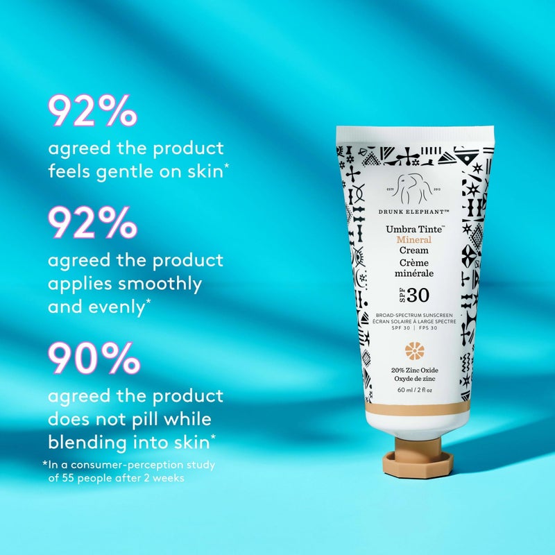 Drunk Elephant Umbra Tinte Mineral Cream (SPF 30) - 60 ml/2 fl oz - Mineral Sunscreen - Clean Clinical Skincare - Cruelty-Free - Dermatologist-Tested - Free of Essential Oils, Silicones, and Fragrance - Image 3