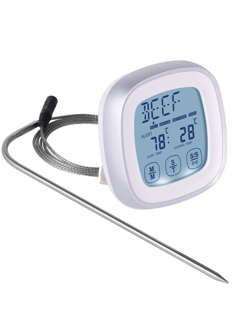 Digital Touchscreen Meat Thermometer with Timer Alert Food Grade Probe for Kitchen Cooking BBQ Grill - Image 1