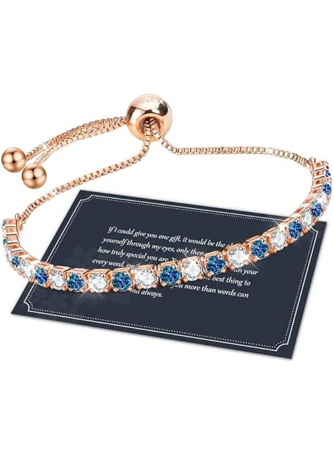 Silver Bracelet, S925 Tennis Bracelet with Sparkling 5A Cubic Zirconia Silver Bracelets for Women Adjustable Bracelet for Women Bracelets Womens Bracelet Women Gifts for Women Mom - Image 1